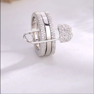 Zirconia Safety pin Design Ring 💍